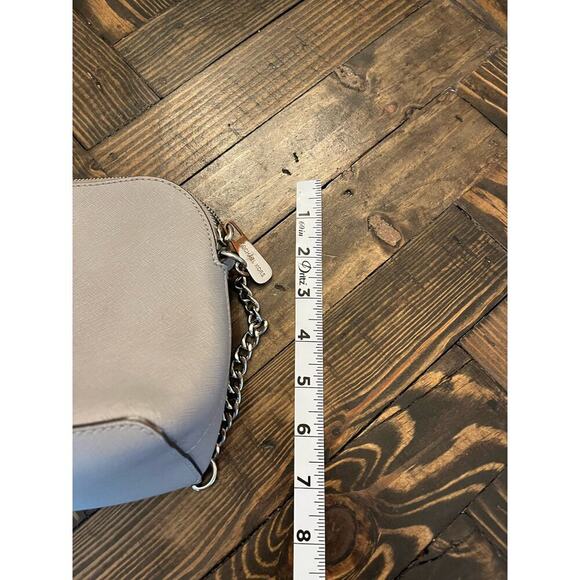 Michael Kors Small Cindy Dome Grey Crossbody Purse Neutral Classy Preppy Stains - Picture 5 of 15